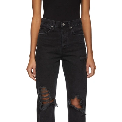 Shop Agolde Black 90s Mid Rise Loose Fit Jeans In Audio