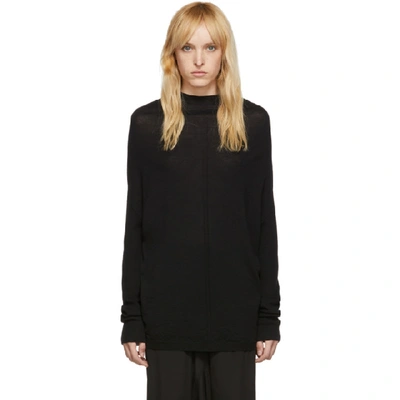Shop Rick Owens Black Knit Crater Sweater In 09 Black