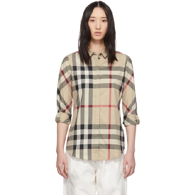 Shop Burberry Beige Ip Check Shirt In New Classic