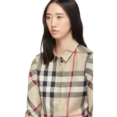 Shop Burberry Beige Ip Check Shirt In New Classic