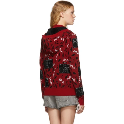 Shop Saint Laurent Red Oversized Radio Hoodie In 6193 Blkrd