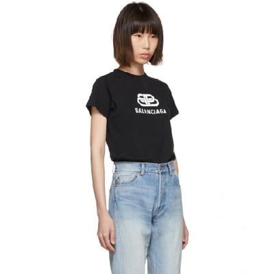 Shop Balenciaga Black And White Bb T-shirt In 1000 Blk