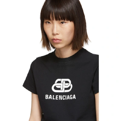 Shop Balenciaga Black And White Bb T-shirt In 1000 Blk