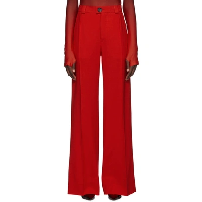 Shop Kwaidan Editions Red Fluid Wool Wide-leg Trousers In Scarlet Red