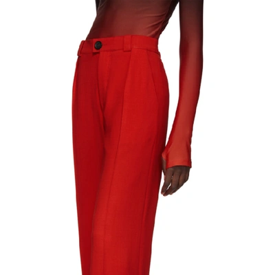 Shop Kwaidan Editions Red Fluid Wool Wide-leg Trousers In Scarlet Red