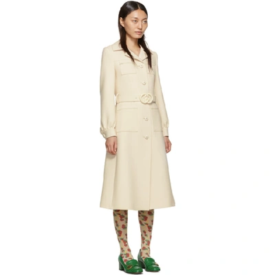 Shop Gucci Off-white Wool Coat In Ivory