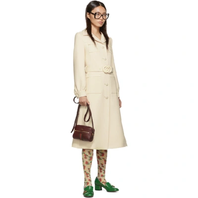 Shop Gucci Off-white Wool Coat In Ivory