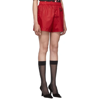 Shop Prada Red Nylon Gabardine Triangle Shorts In F0d17 Red