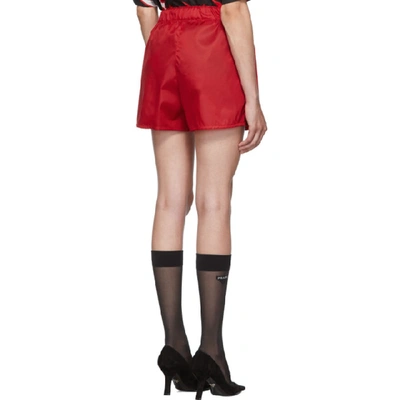 Shop Prada Red Nylon Gabardine Triangle Shorts In F0d17 Red