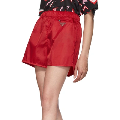 Shop Prada Red Nylon Gabardine Triangle Shorts In F0d17 Red