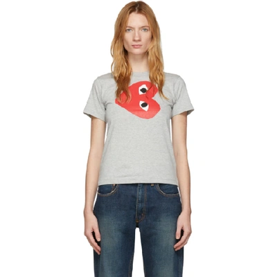 Shop Comme Des Garçons Play Comme Des Garcons Play Grey Horizontal Heart T-shirt In 1 Grey