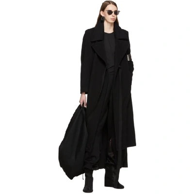 Shop Mm6 Maison Margiela Black Techno Wool Coat In 900 Black