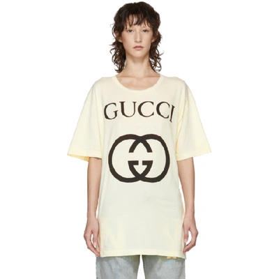 Shop Gucci White Gg Logo T-shirt In 7561 Natura