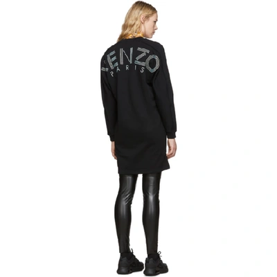 Shop Kenzo Black Logo Sweatshirt Dress In 99a Black