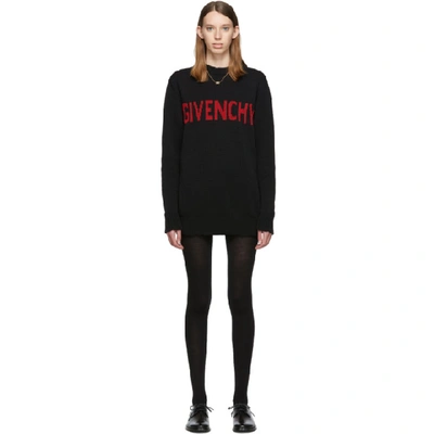 Shop Givenchy Black And Red Logo Crewneck Dress In 009 Red