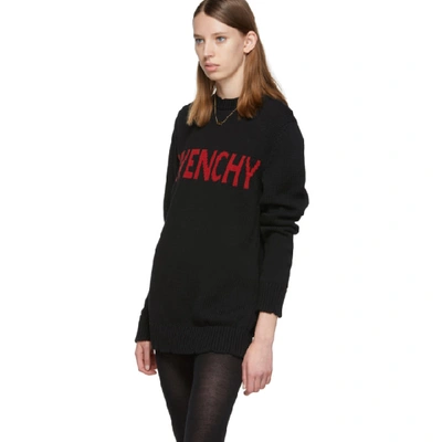 Shop Givenchy Black And Red Logo Crewneck Dress In 009 Red