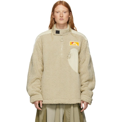 Shop Off-white Beige Eco Fur Moto Half-zip Pullover