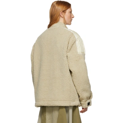 Shop Off-white Beige Eco Fur Moto Half-zip Pullover