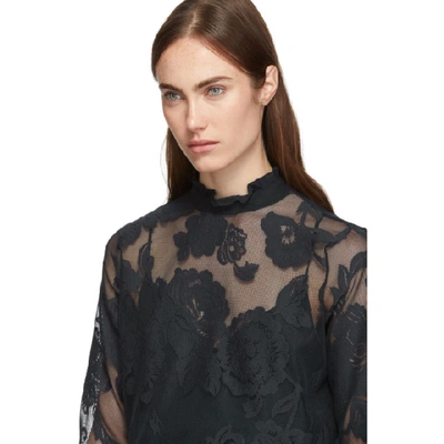 Shop See By Chloé See By Chloe Navy Floral Mesh Blouse In 4c3 Inknavy
