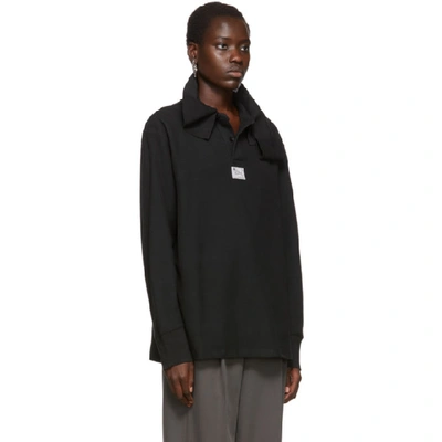 Shop Raf Simons Black Loose Hanging Collar Rugby Pullover In 00099 Black