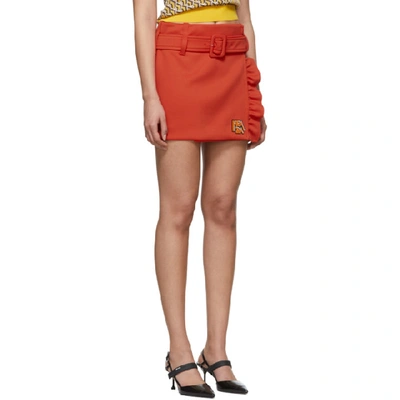 Shop Prada Orange Logo Miniskirt