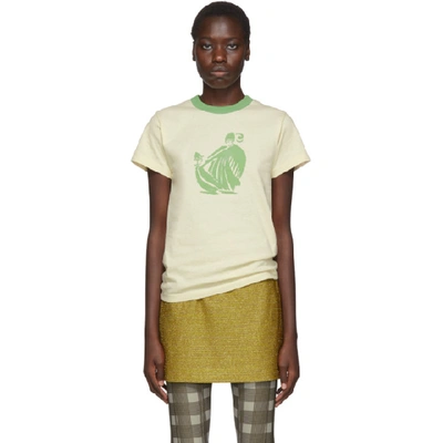 Shop Lanvin Off-white & Green Printed T-shirt In 0240 Ecru G