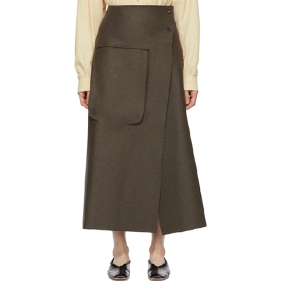 Shop Studio Nicholson Green Hiro Skirt In Forest Gree