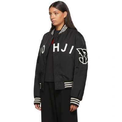 Shop Y-3 Black Yohji Letters Bomber Jacket In Black/ecru