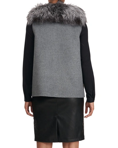 Shop Gorski Fox Fur Wool Back Vest In Silver