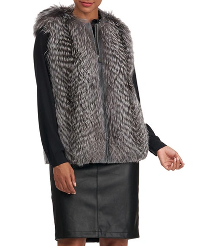 Shop Gorski Fox Fur Wool Back Vest In Silver
