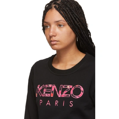 Shop Kenzo Black  Paris Peonie Slim Sweatshirt In 99 Black