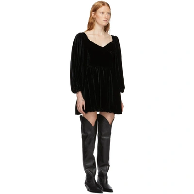 Shop Wandering Ssense Exclusive Black Velvet Puff Sleeve Mini Dress