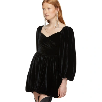 Shop Wandering Ssense Exclusive Black Velvet Puff Sleeve Mini Dress