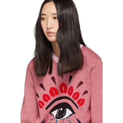 Shop Kenzo Pink & Red Eye Sweater In 33pink