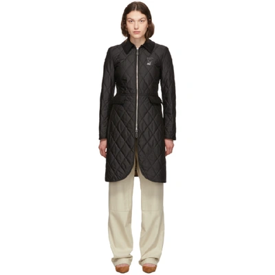 Shop Burberry Black Quilted Ongar Equestrian Jacket