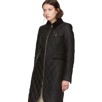 Shop Burberry Black Quilted Ongar Equestrian Jacket
