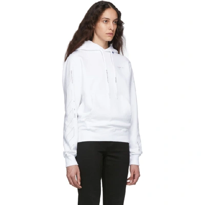 Shop Off-white White And Silver Diag Unfinished Slim Hoodie In Wht/silver