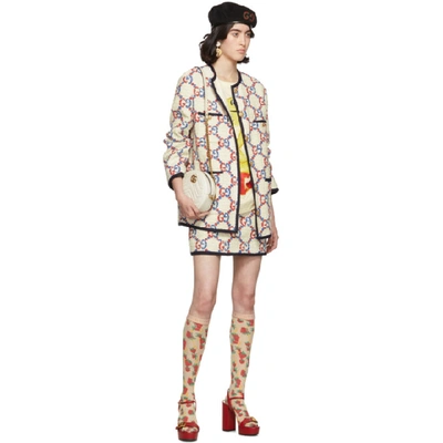 Shop Gucci White Tweed Sylvie Bomber Jacket In 9692 Multi