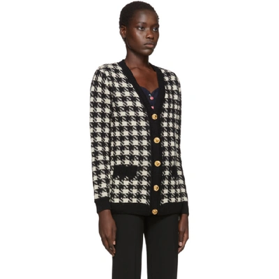 Shop Gucci Black And Off-white Oversized Houndstooth Cardigan In 9207 Natura
