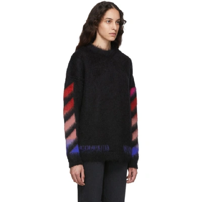 Shop Off-white Black Brushed Mohair Diag Sweater In Black Multi