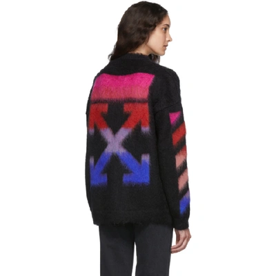 Shop Off-white Black Brushed Mohair Diag Sweater In Black Multi