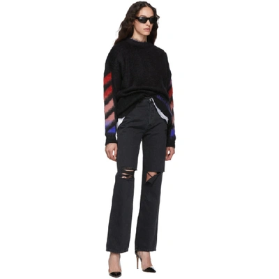 Shop Off-white Black Brushed Mohair Diag Sweater In Black Multi