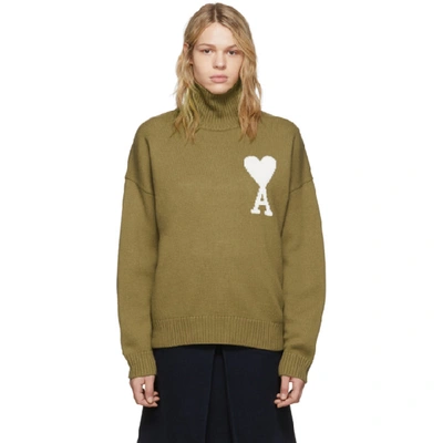 Shop Ami Alexandre Mattiussi Beige Oversized Ami De Coeur Sweater