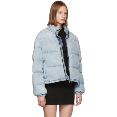 Shop Alexander Wang Blue Bleached Puffer Jacket