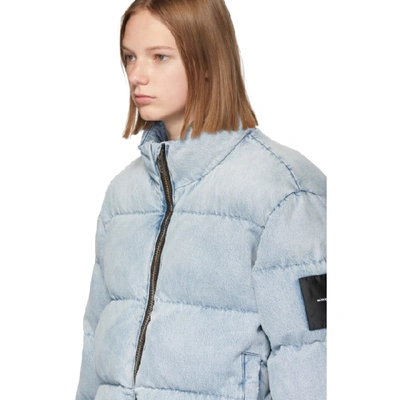Shop Alexander Wang Blue Bleached Puffer Jacket