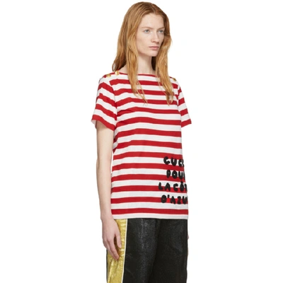 Shop Gucci Red Striped  Pour La Cote Dazur T-shirt In 9376 Red