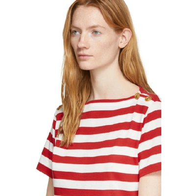 Shop Gucci Red Striped  Pour La Cote Dazur T-shirt In 9376 Red