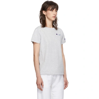 Champion Reverse Weave Grey Small Script Logo T-shirt In Em004 Grey
