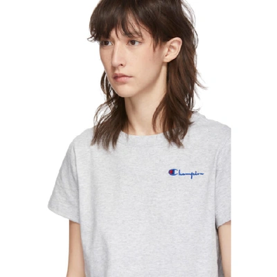 Shop Champion Reverse Weave Grey Small Script Logo T-shirt In Em004 Grey