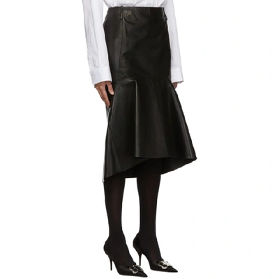Shop Balenciaga Black Leather Godet Skirt In 1000 Black